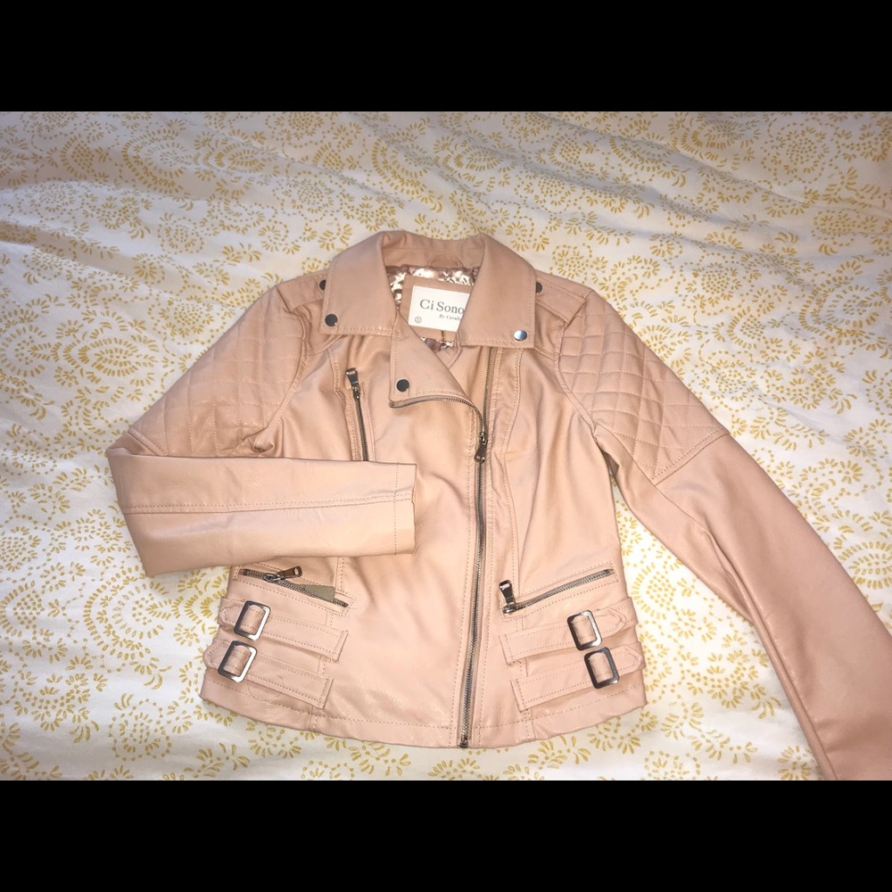 Pink leather jacket